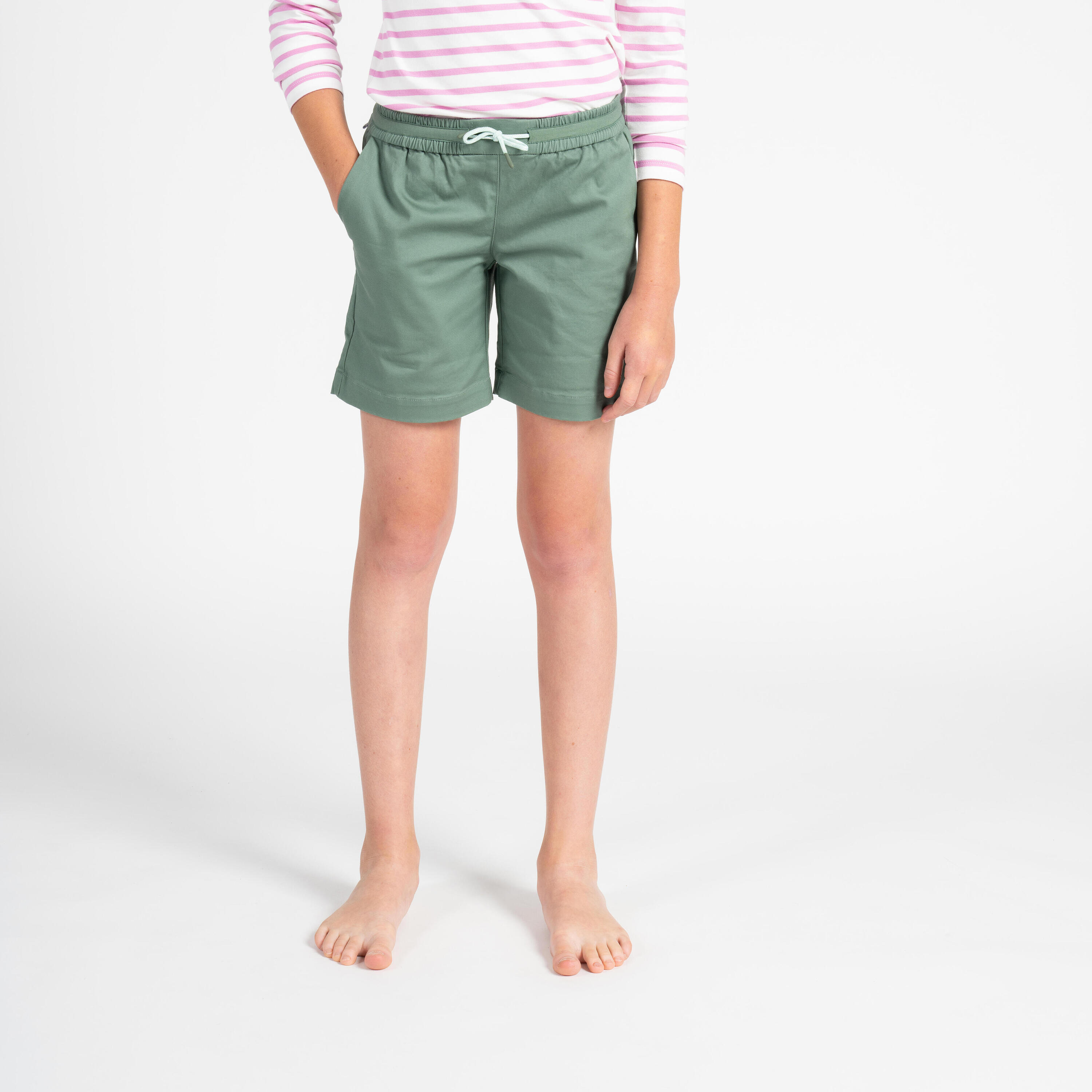 Kids girls sailing shorts 100 khaki 1/14