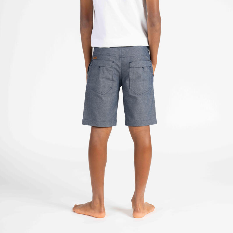 Zeilshort voor jongens SAILING 100 grijs/blauw