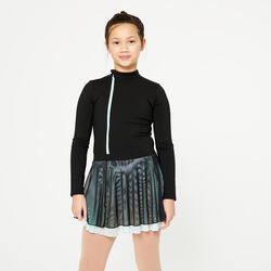 Tunique d'entrainement de patinage artistique noire et menthe.