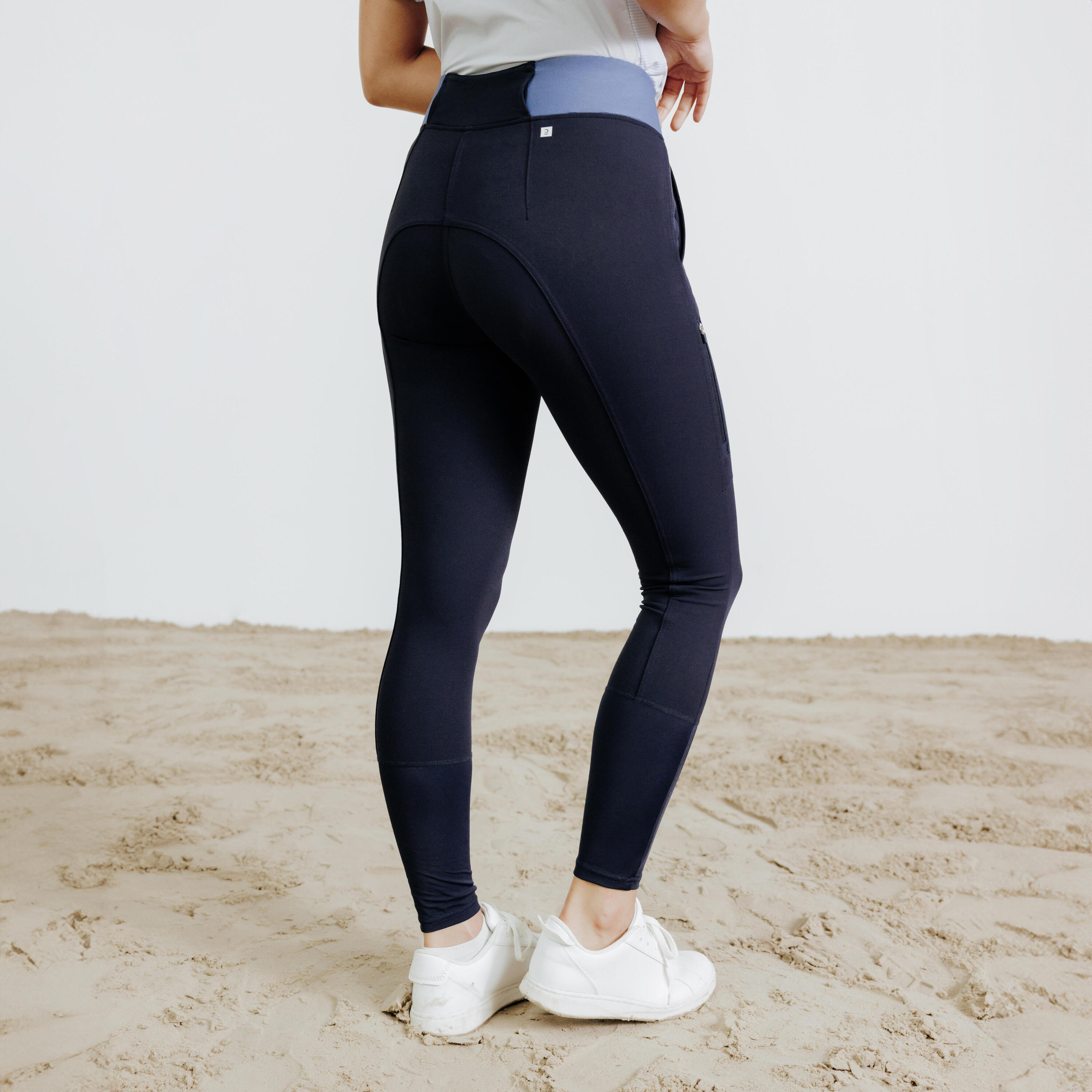 Rijbroek voor dames Be You 500 marineblauw komeetblauw 4/8