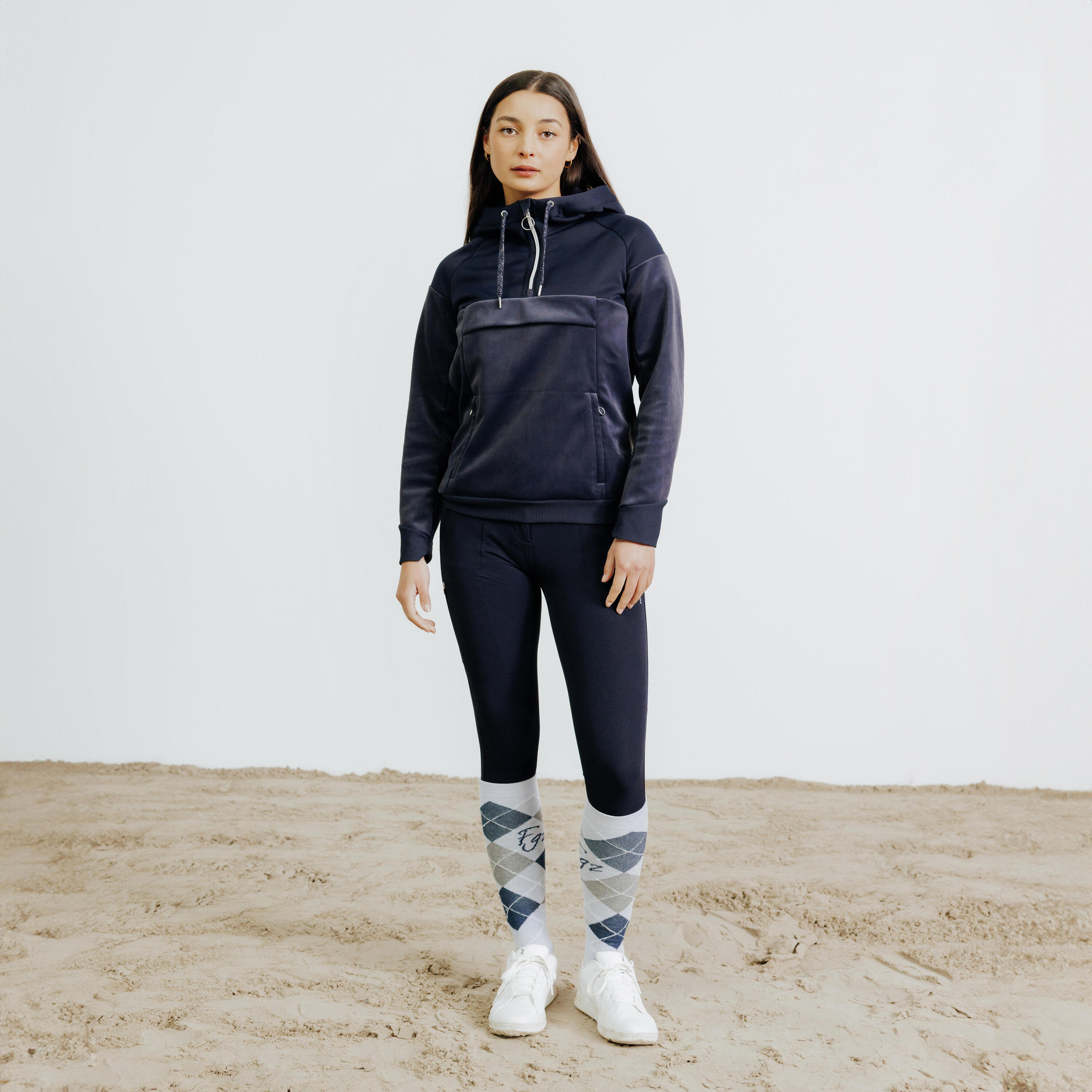 Chandail d’équitation chaud femme – 900 bleu 2/7