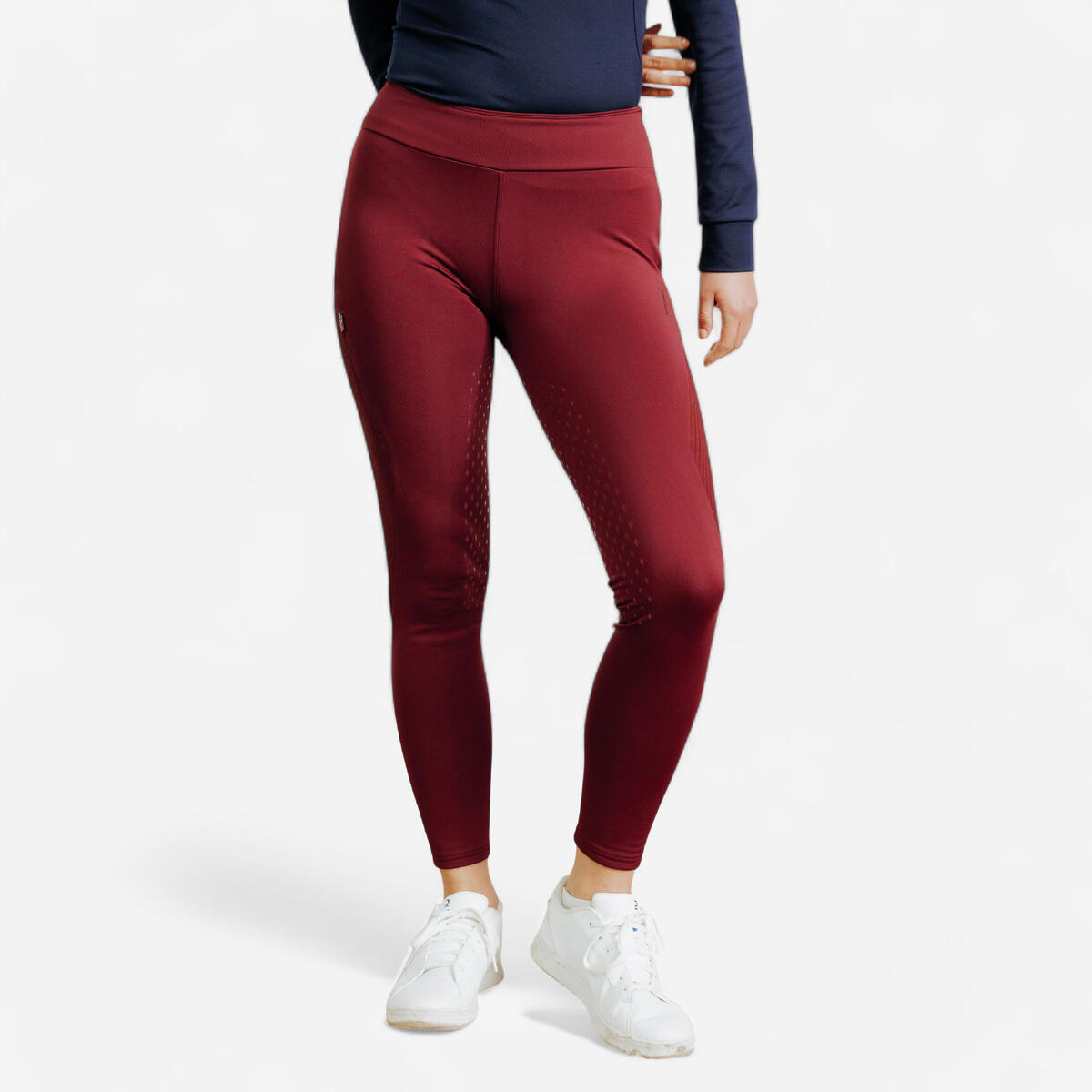 Legging équitation chaud femme basanes silicone violet bordeaux