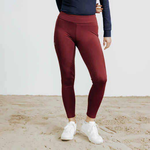 
      Women's Warm Horse Riding Silicone Patch Leggings - Purple/Burgundy
  