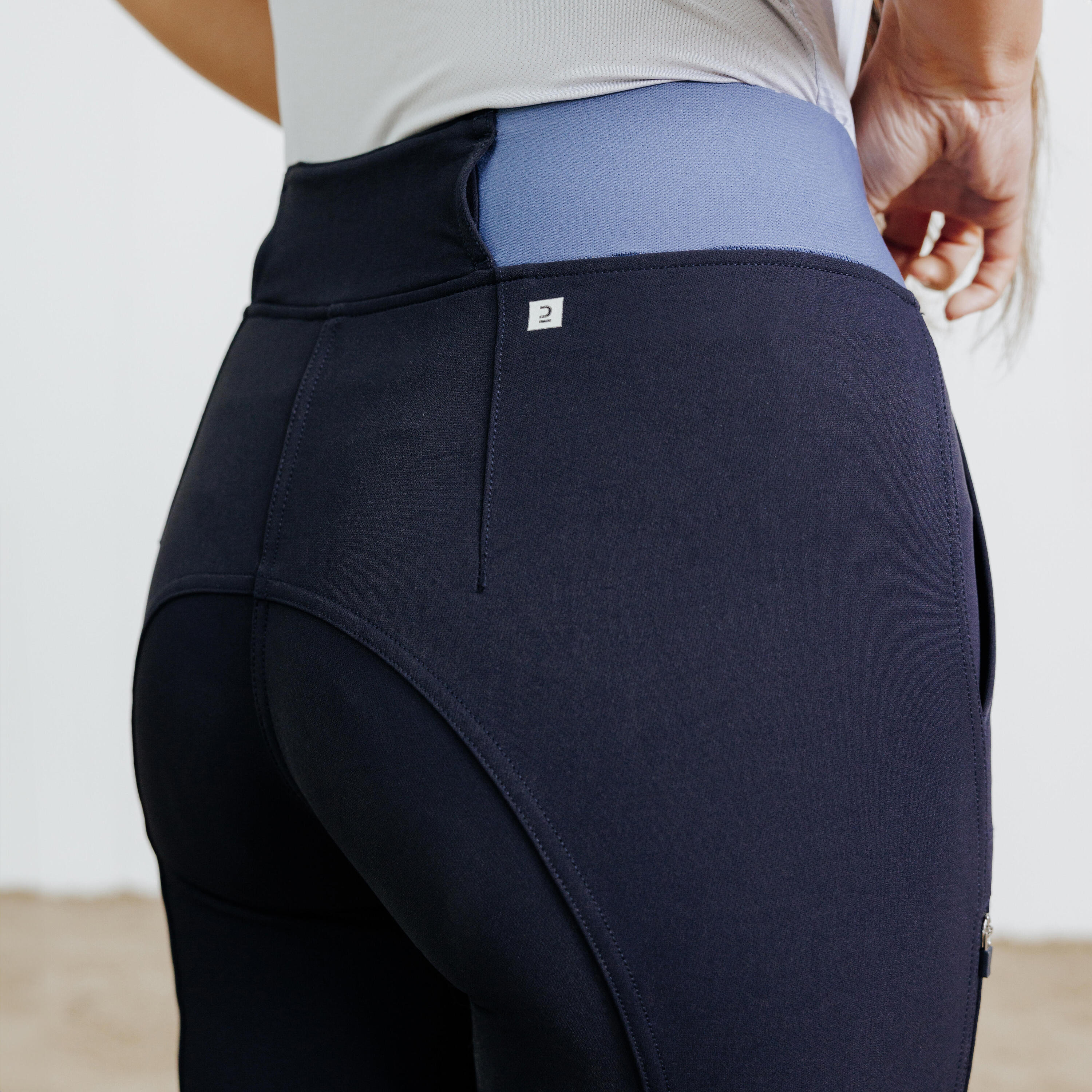 Rijbroek voor dames Be You 500 marineblauw komeetblauw 5/8