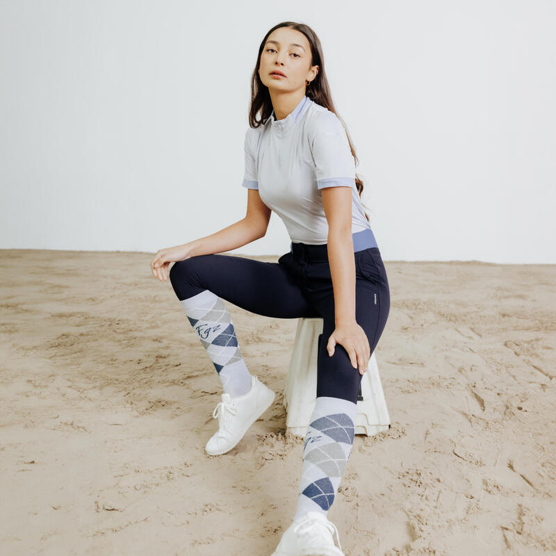 Rijbroek voor dames Be You 500 marineblauw komeetblauw