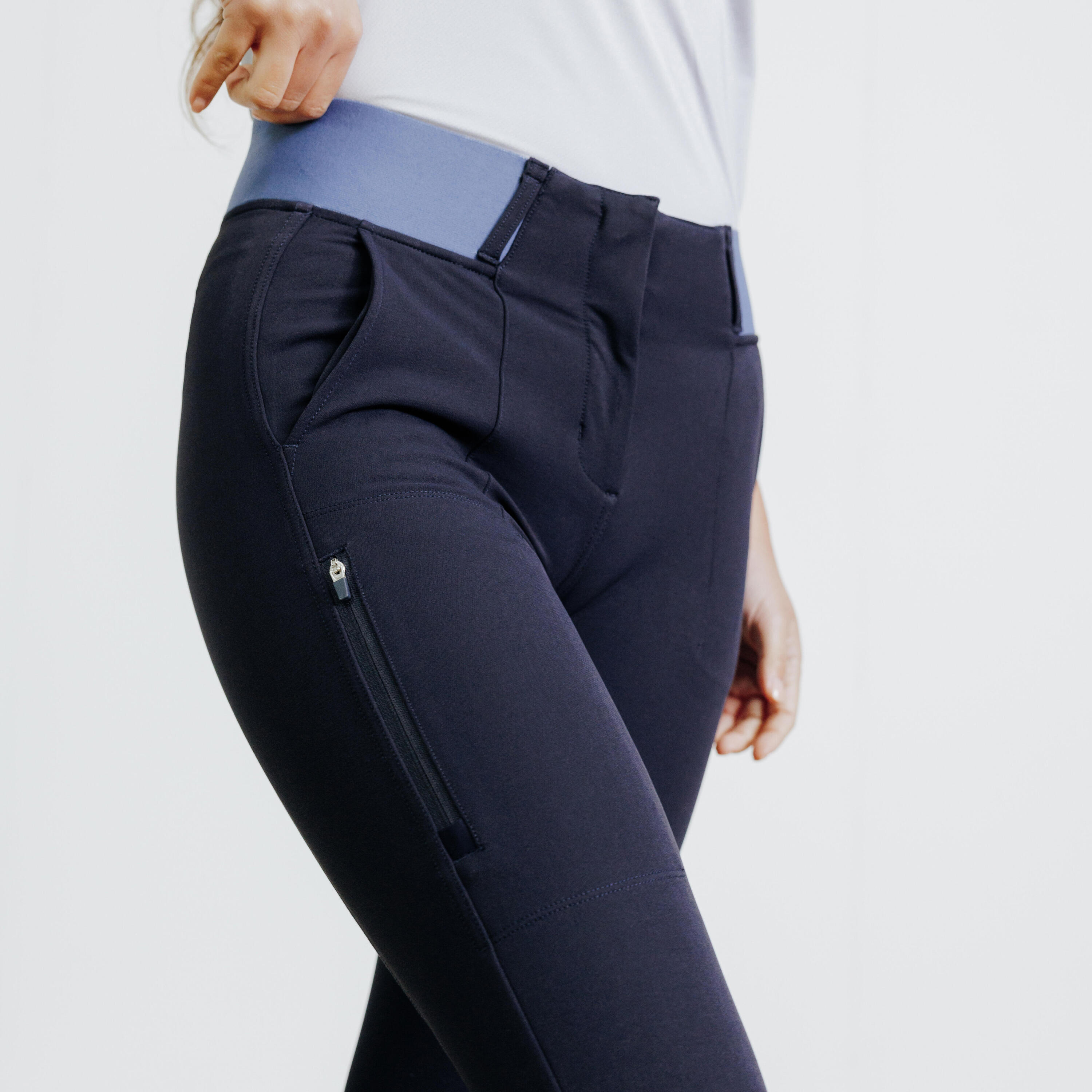 Rijbroek voor dames Be You 500 marineblauw komeetblauw 3/8
