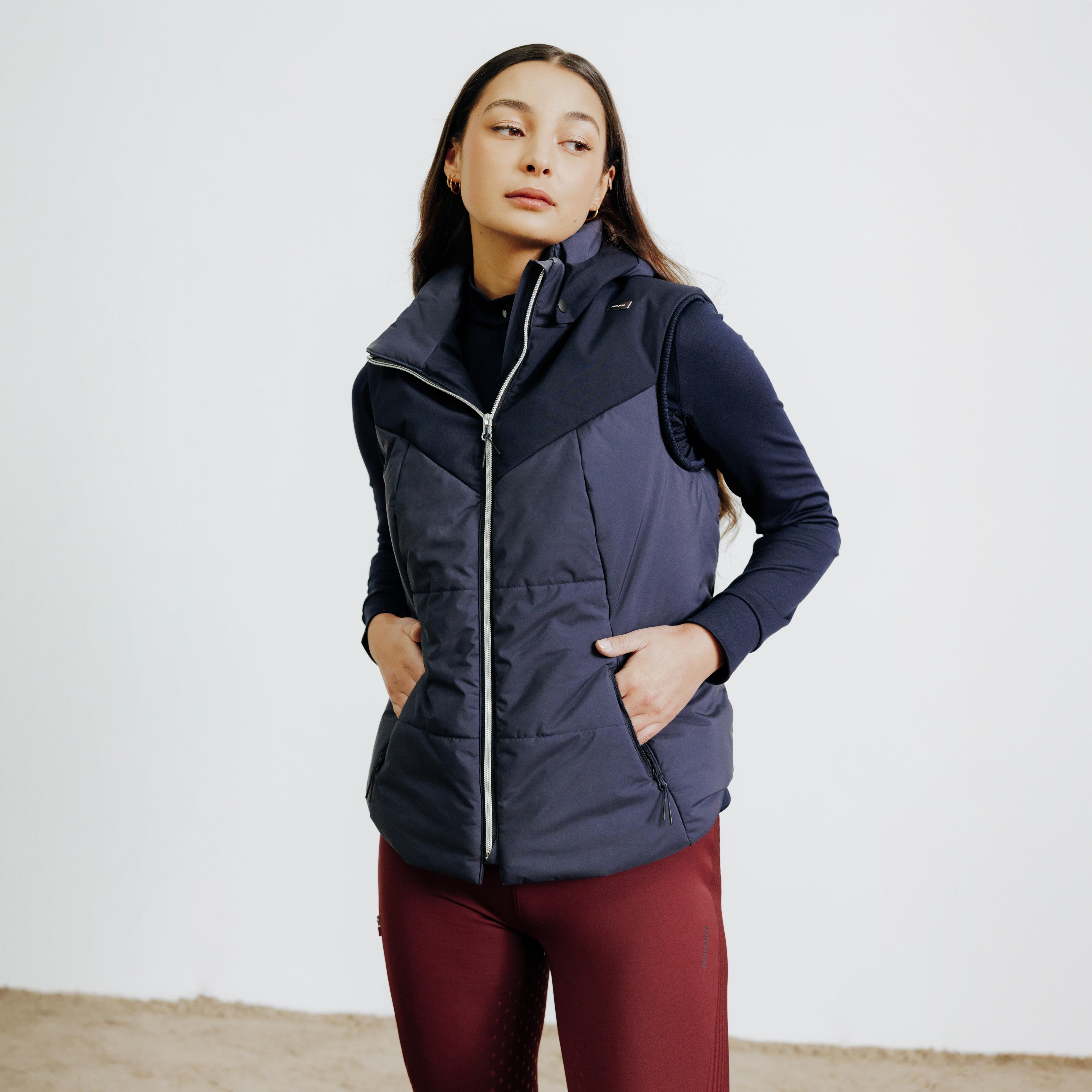 Women's warm sleeveless riding jacket - 900 navy