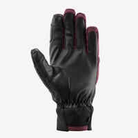 Adult Ski Gloves 100 - Burgundy/Black