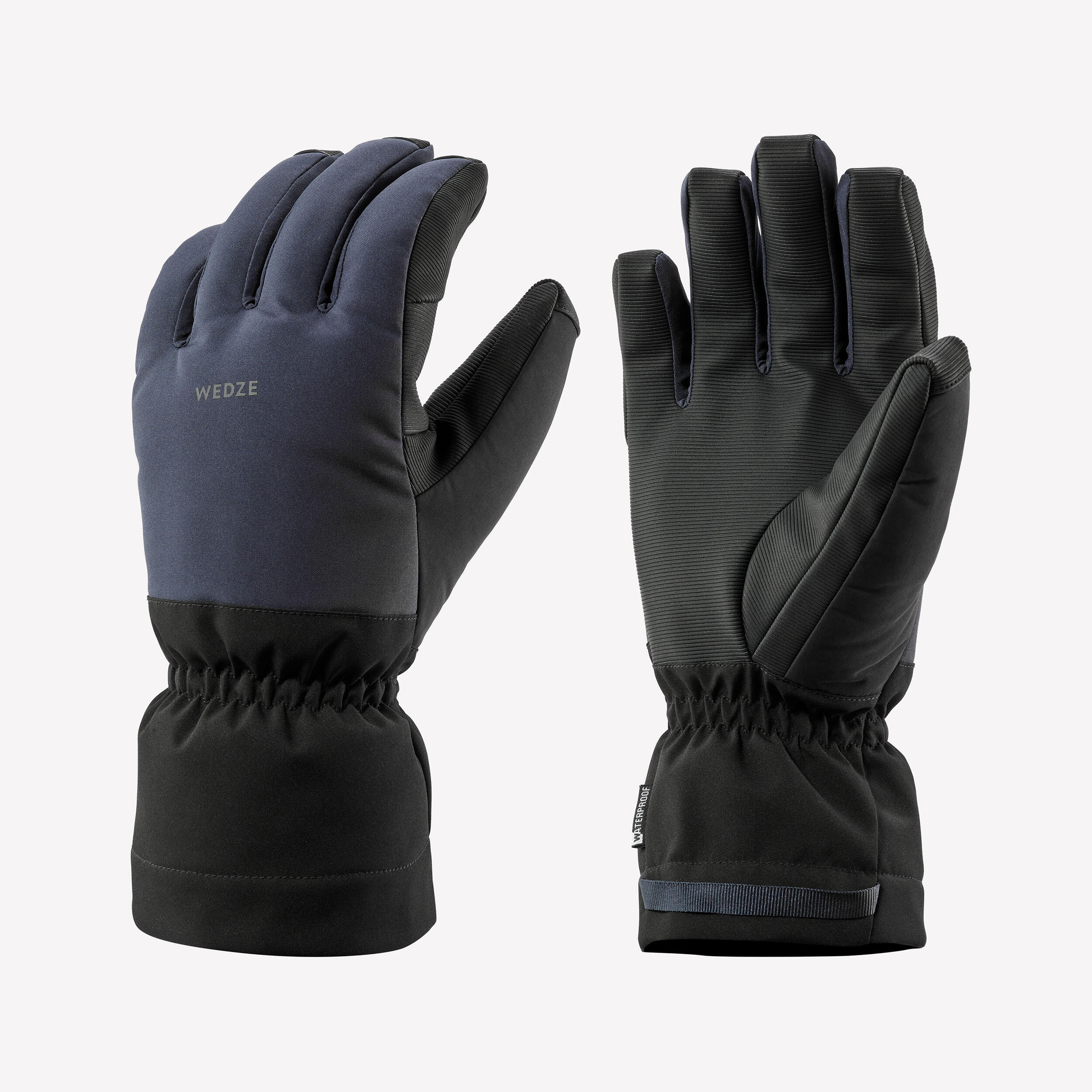 Warm adult ski gloves, 500 navy blue