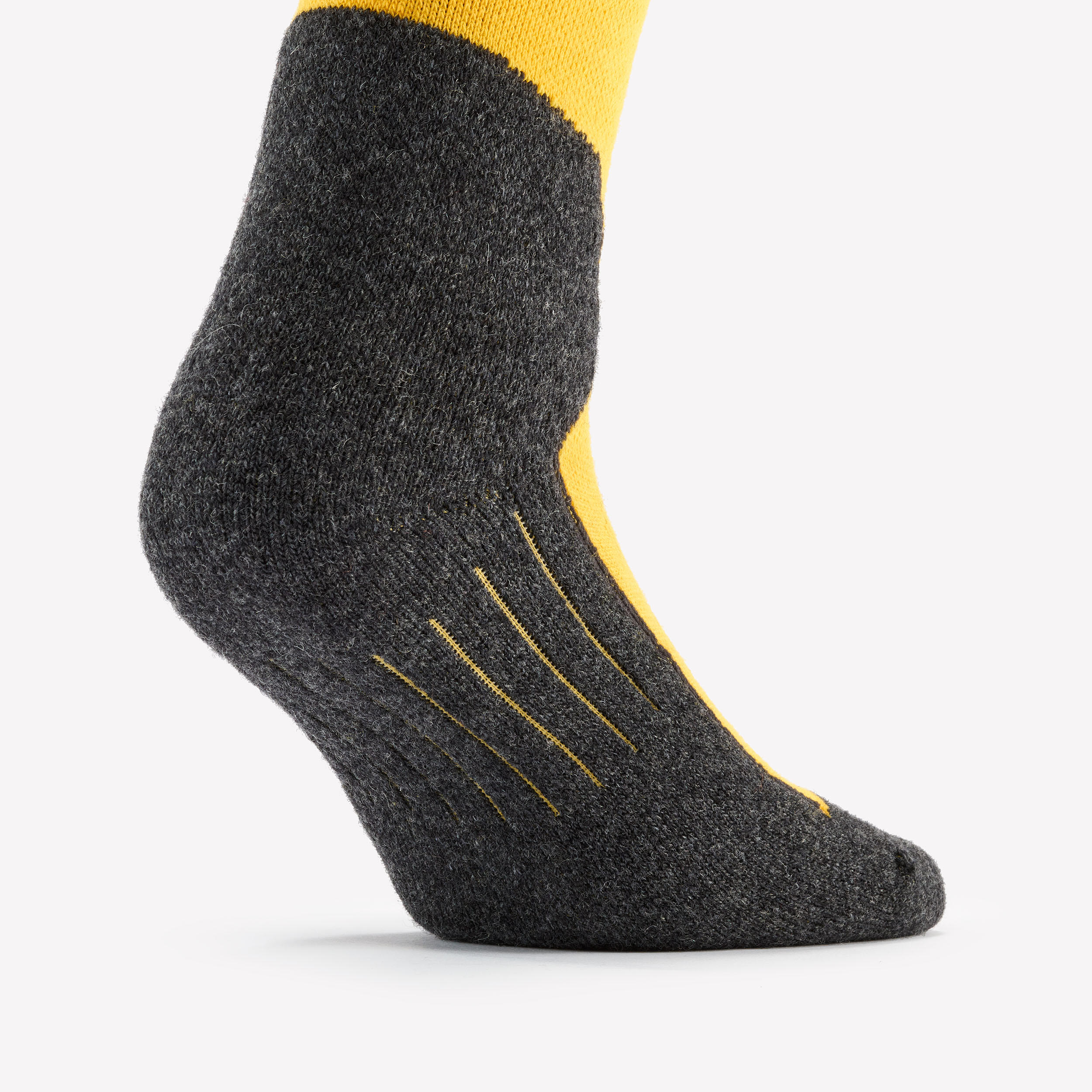Chaussettes thermiques ski et snowboard adulte, 100 PLUS jaune et gris 6/9