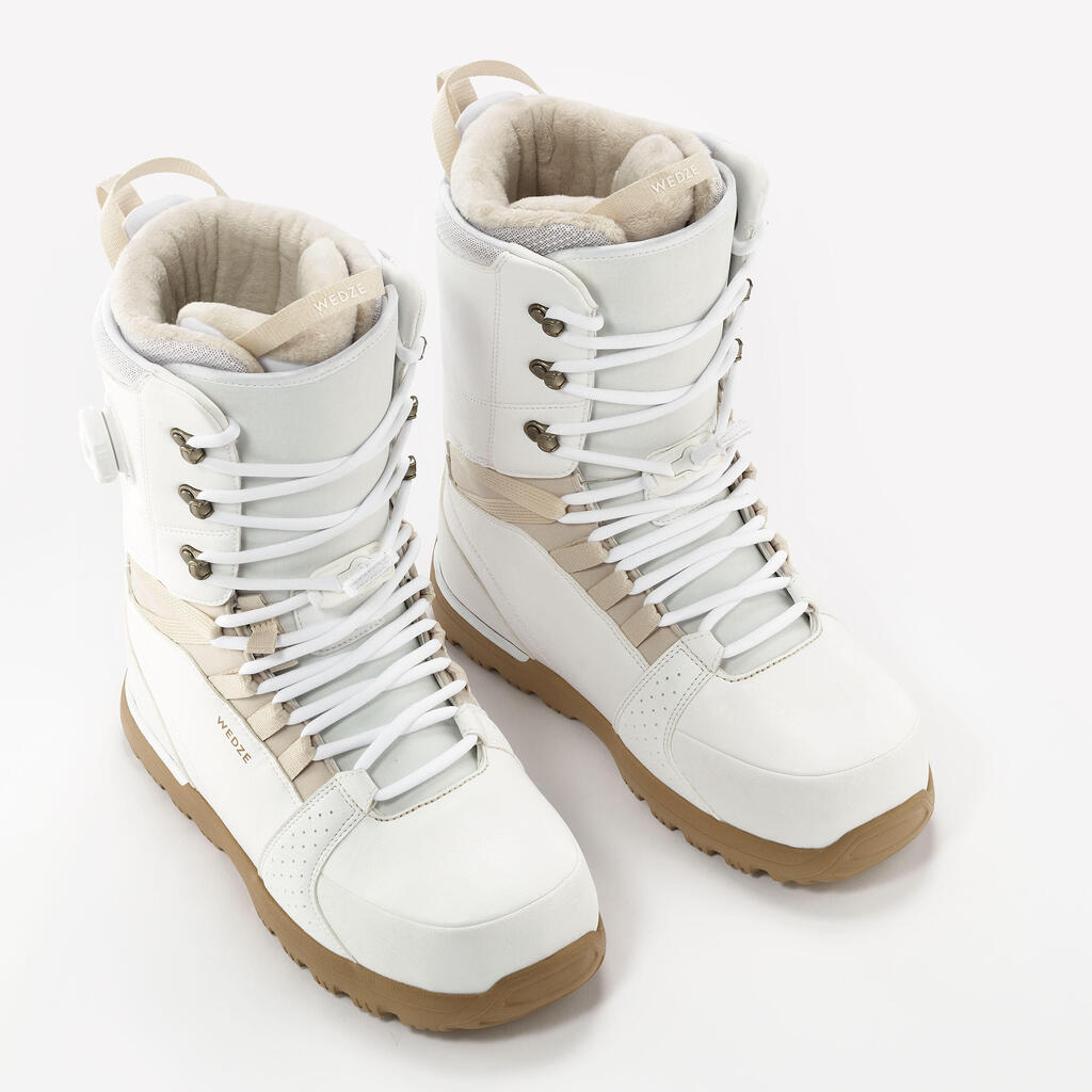 Men's and Women's Snowboard Boots SNB 500 Hybrid - White