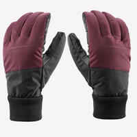 Adult Ski Gloves 100 - Burgundy/Black