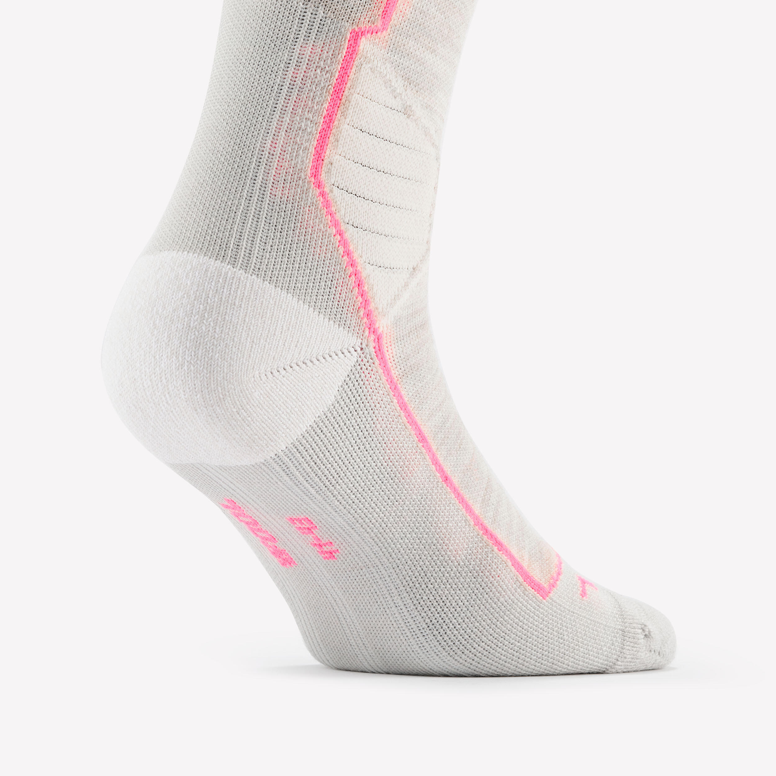 Adult Wool Ski and Snowboard Socks 900 Wool-Beige/Neon Pink 3/7