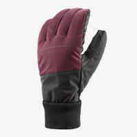 Adult Ski Gloves 100 - Burgundy/Black