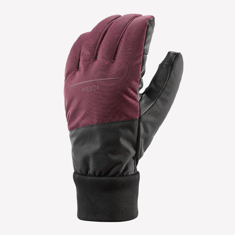 Gants de ski adulte, 100 LIGHT bordeaux noir