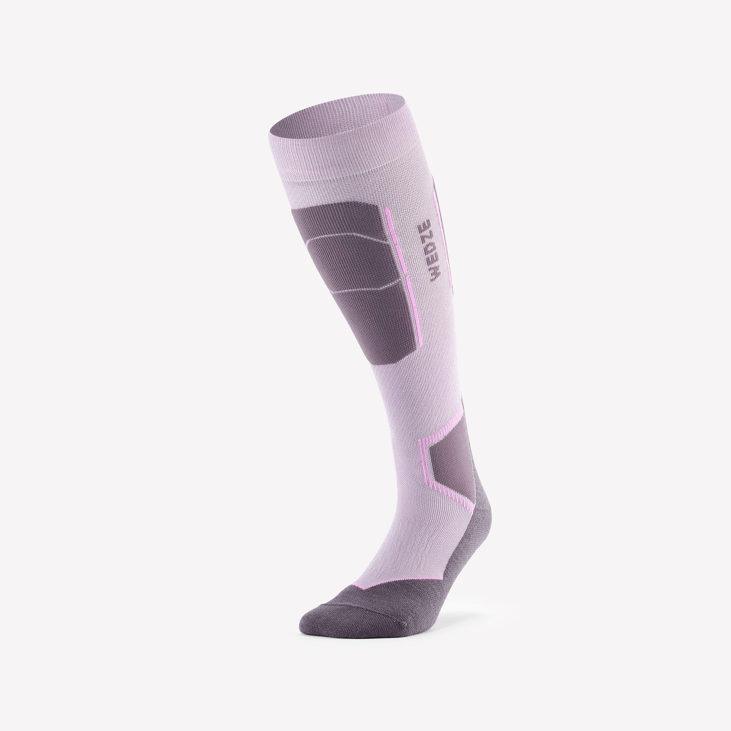Adults’ merino wool thermal  ski socks 500 - Lilac