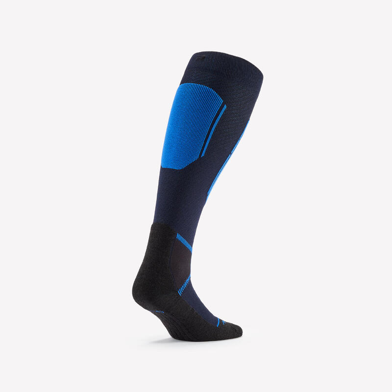 Chaussettes de ski en laine mérinos adulte, 500 bleu marine