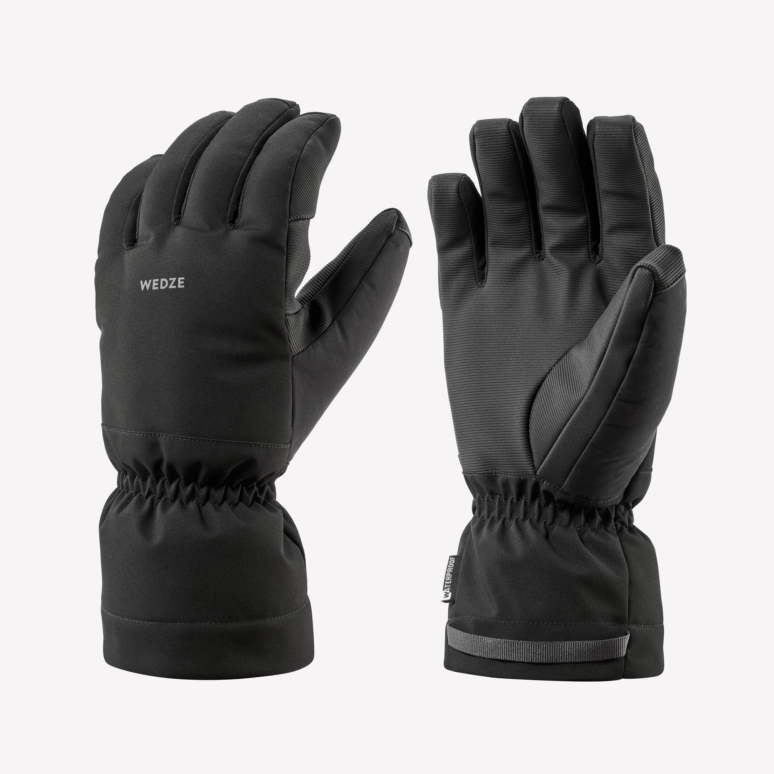 Warm adult ski gloves, 500 black