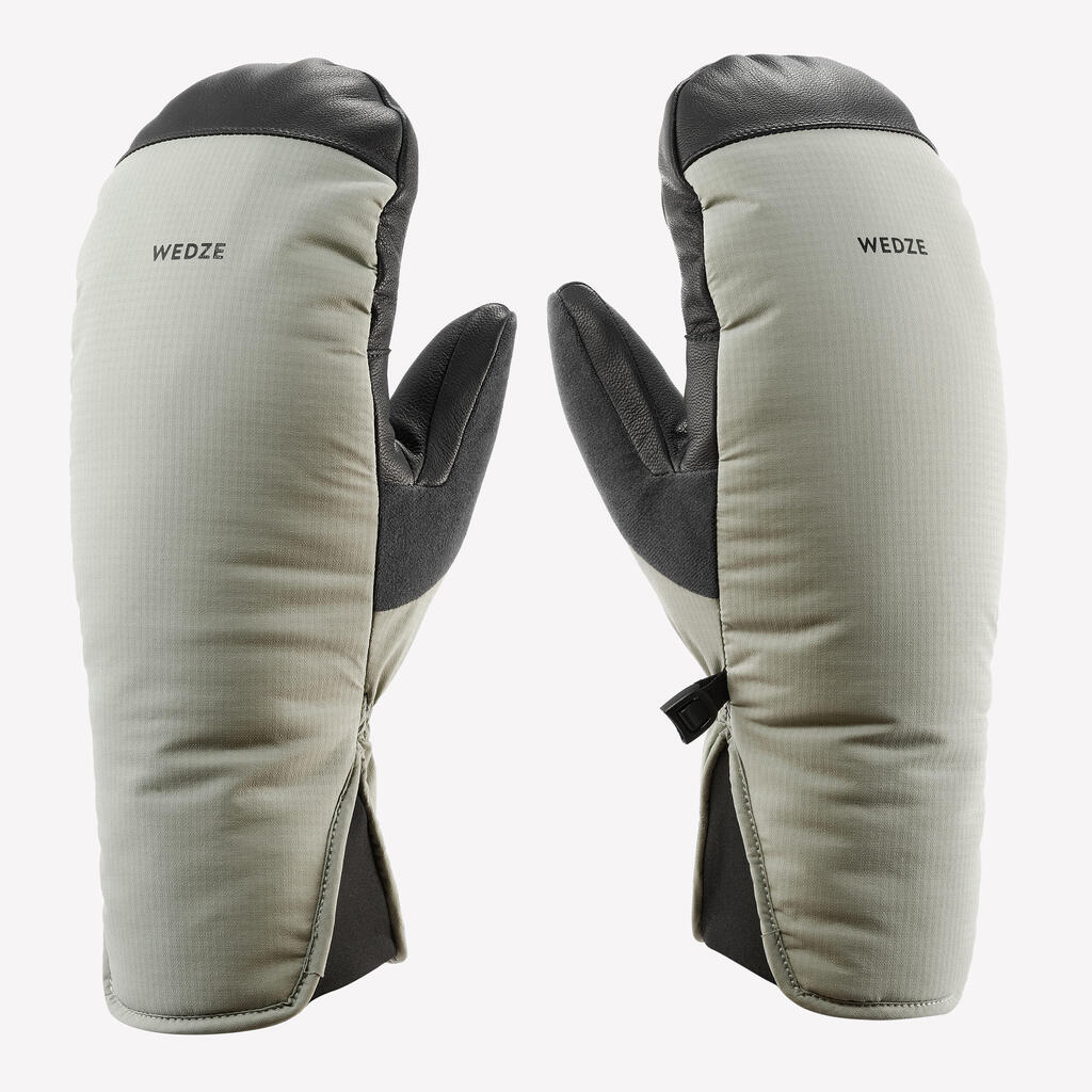 Adult warm ski mittens SKI500 - Khaki