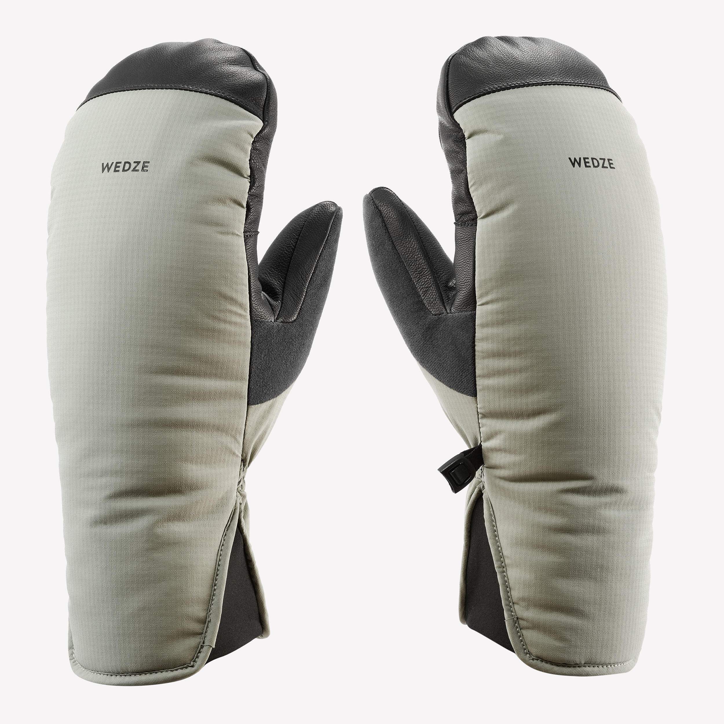 Adult warm ski mittens SKI500 - Khaki 2/6