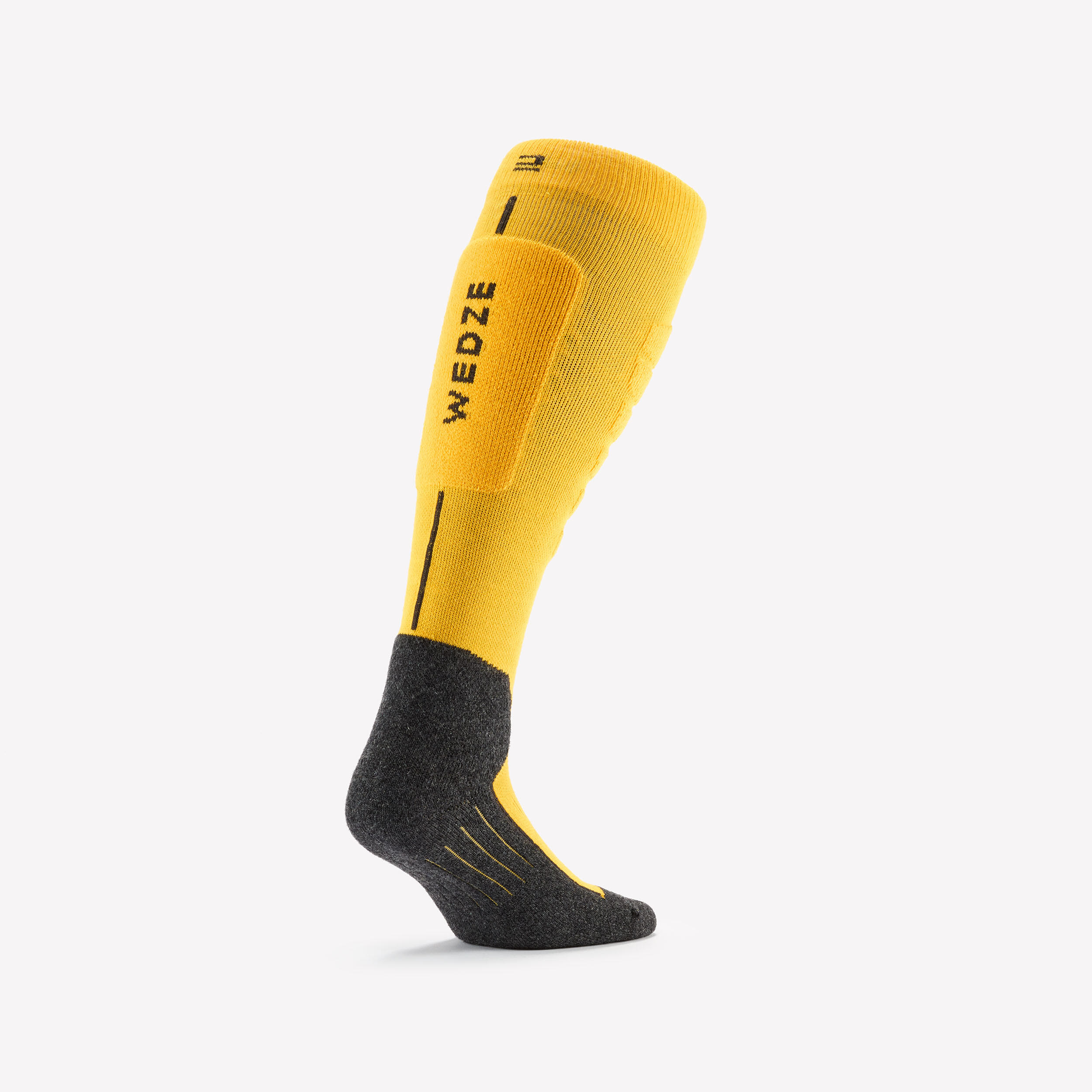 Chaussettes thermiques ski et snowboard adulte, 100 PLUS jaune et gris 4/9