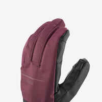Adult Ski Gloves 100 - Burgundy/Black