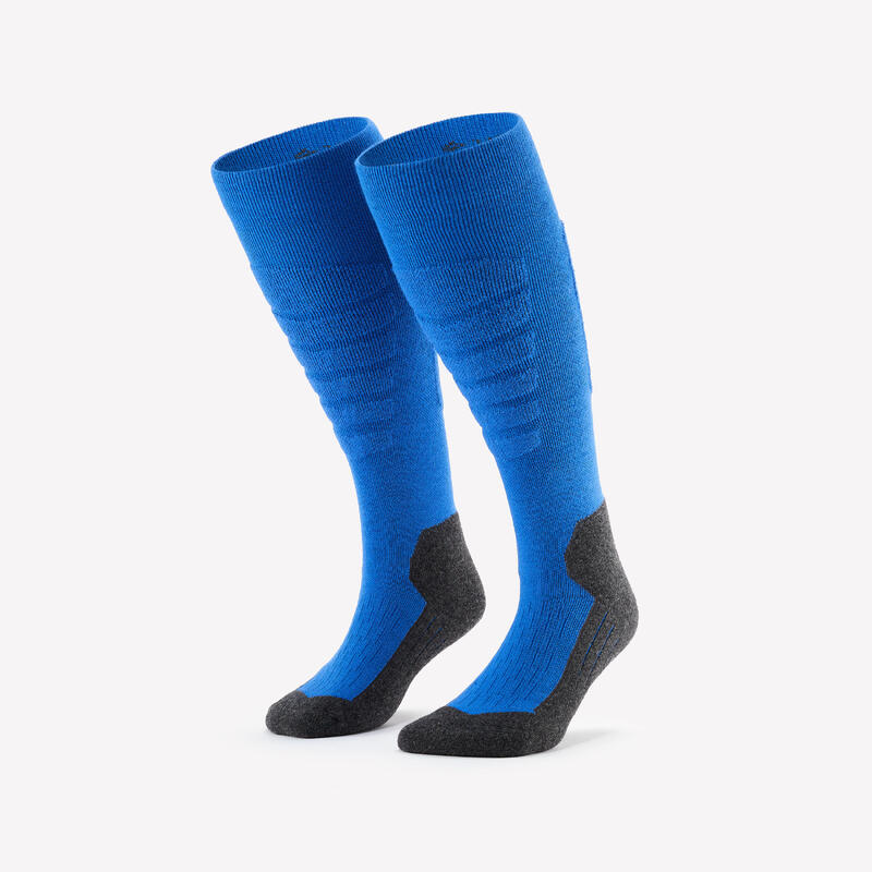 Chaussettes de ski et snowboard adulte, 100 bleu et noir