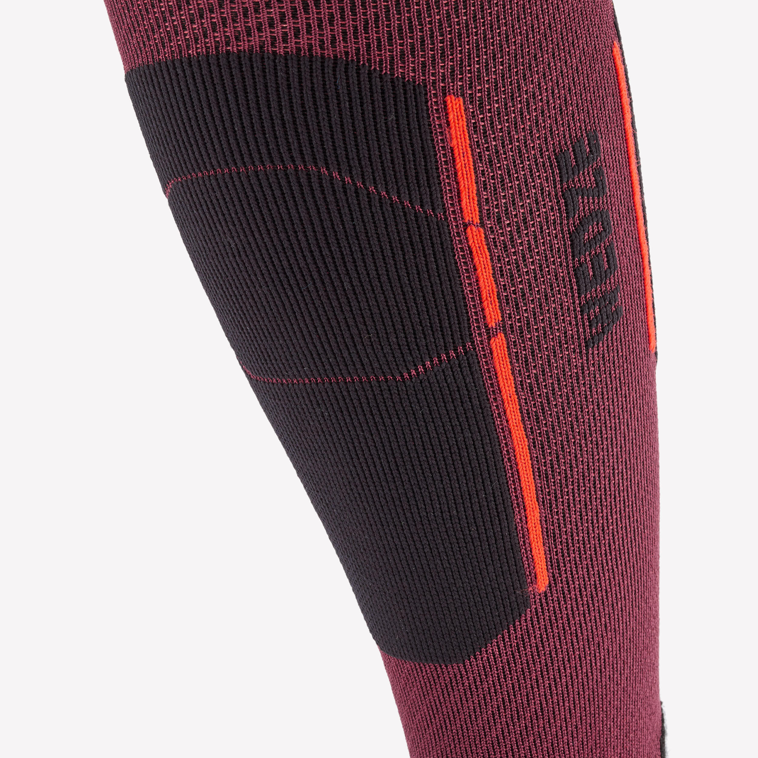 Adult Merino Wool Ski Socks 500 - Burgundy 7/7