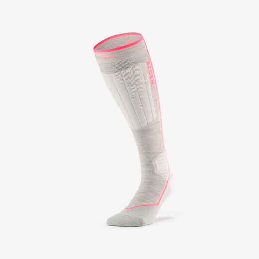 
      Skisocken Snowboardsocken Erwachsene Wolle - 900 Wool beige/ neonpink
  