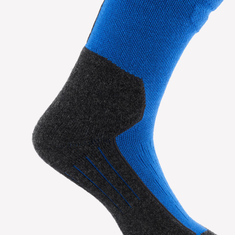 Chaussettes de ski et snowboard adulte, 100 bleu et noir