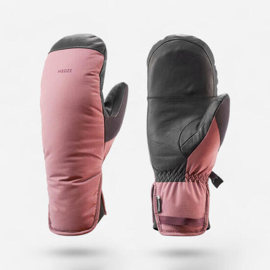 Muffole sci adulto 500 bianche e rosa