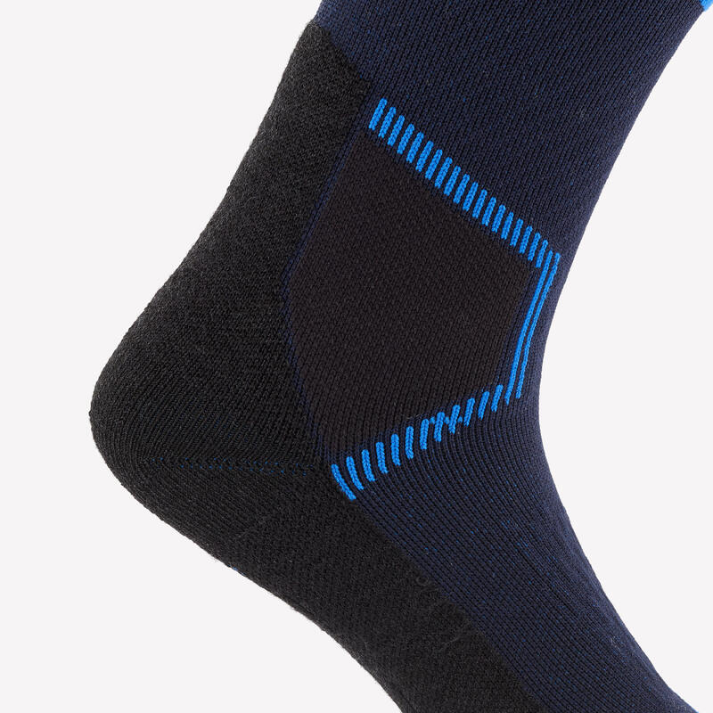 Chaussettes de ski en laine mérinos adulte, 500 bleu marine