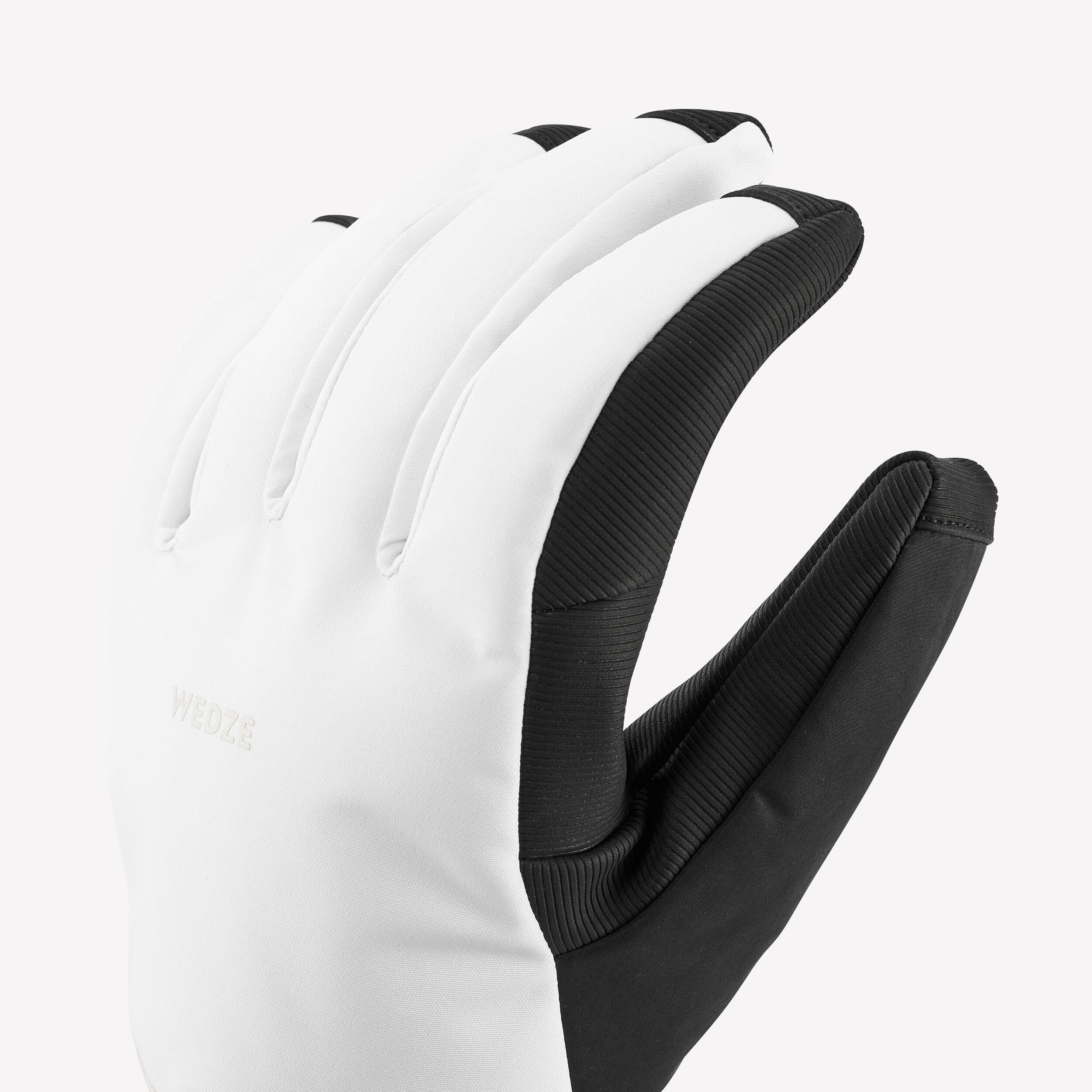 Warm adult ski gloves, 500 white