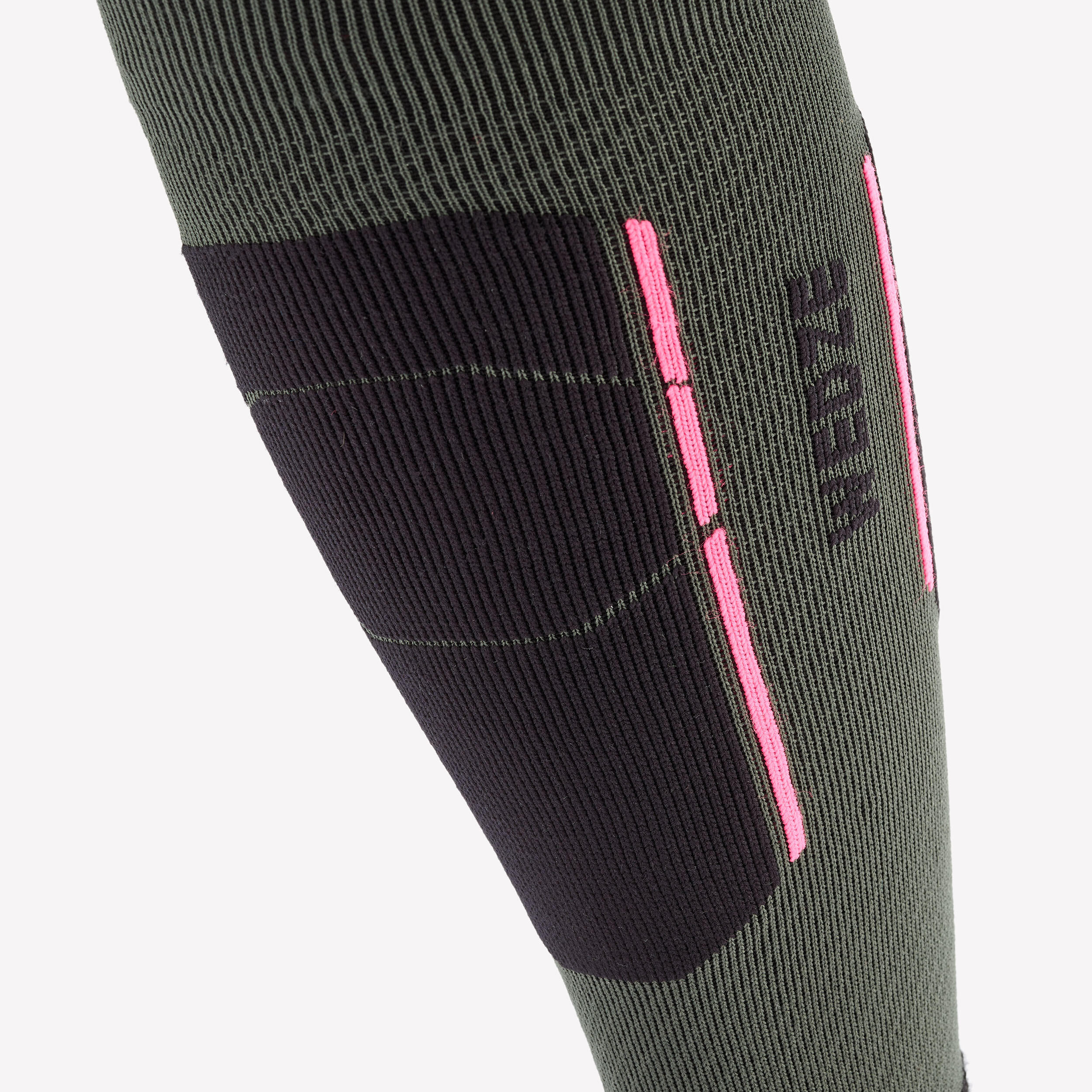 Calze sci lana 500 WOOL kaki e rosa 5/5
