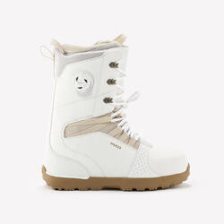 Boots de snowboard homme et femme, SNB 500 hybride blanc