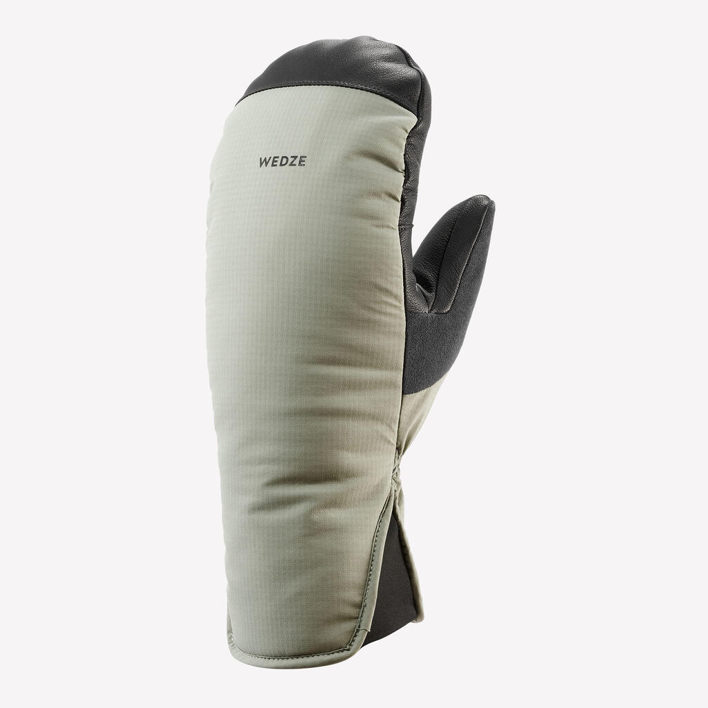 Adult warm ski mittens SKI500 - Khaki