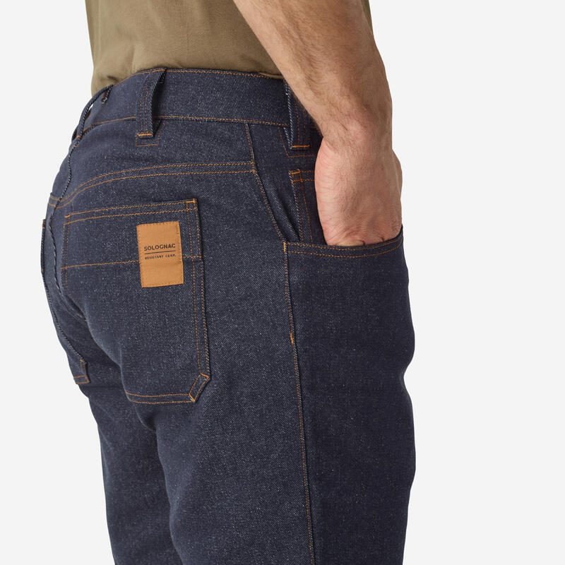 Pantalón De Caza Hombre Solognac 500 Utilitario Azul Vaqueros Resistente