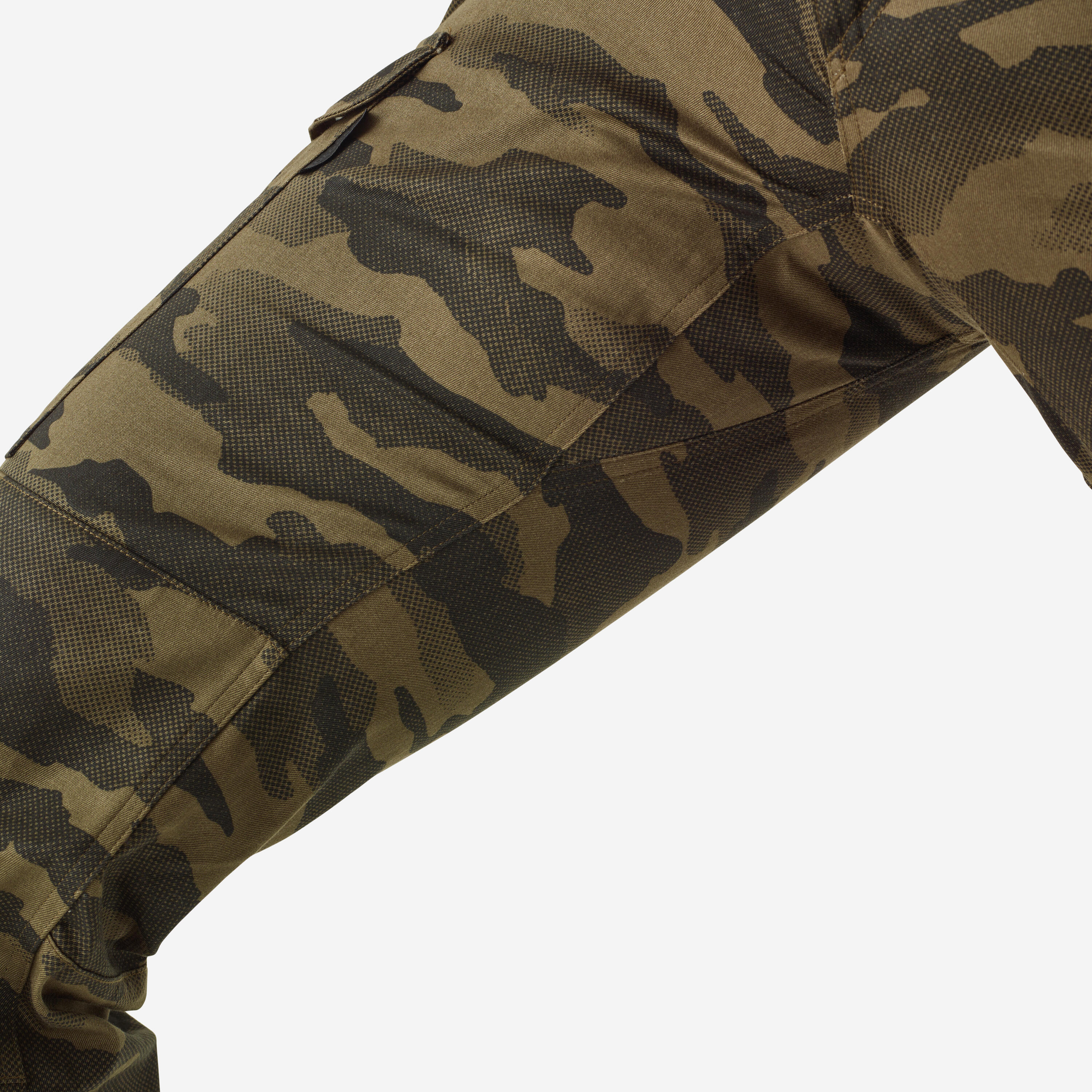 STRONG CARGO TROUSERS STEPPE 500 HALFTONE CAMO BROWN SOLOGNAC Decathlon