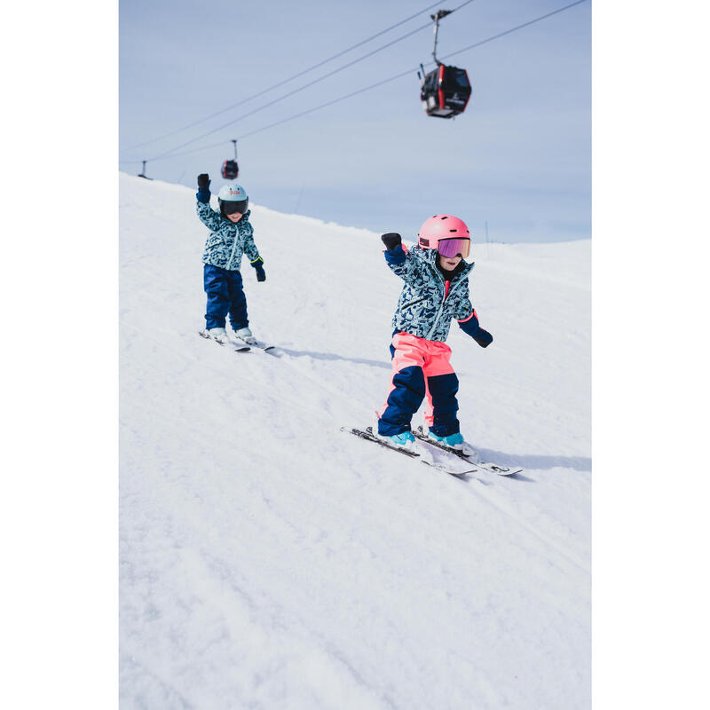 Warme ski-jas met makkelijke rits voor kinderen 100 Warm met print