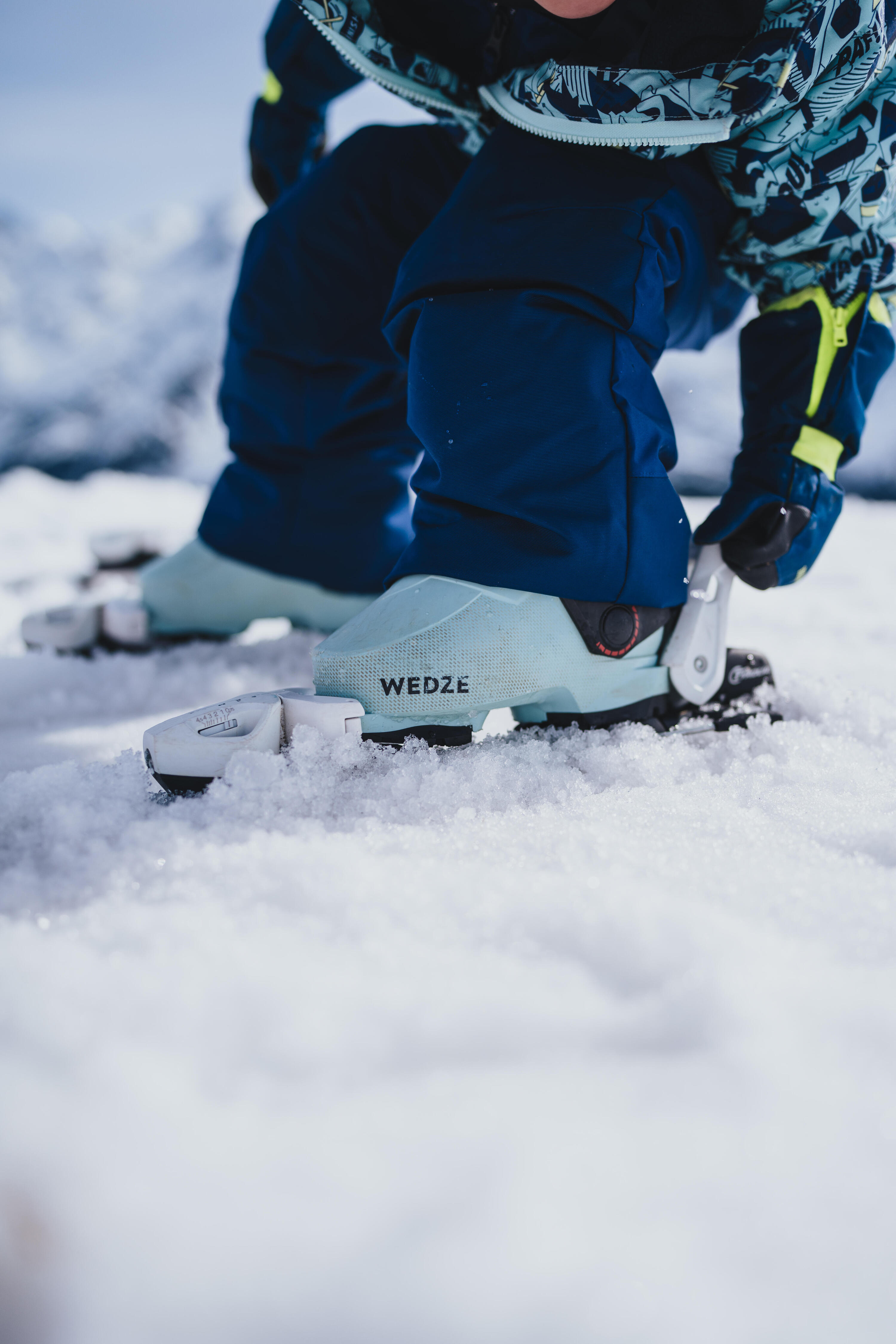 Chaussures de ski à pointure réglable enfant, 100 bleu 9/11