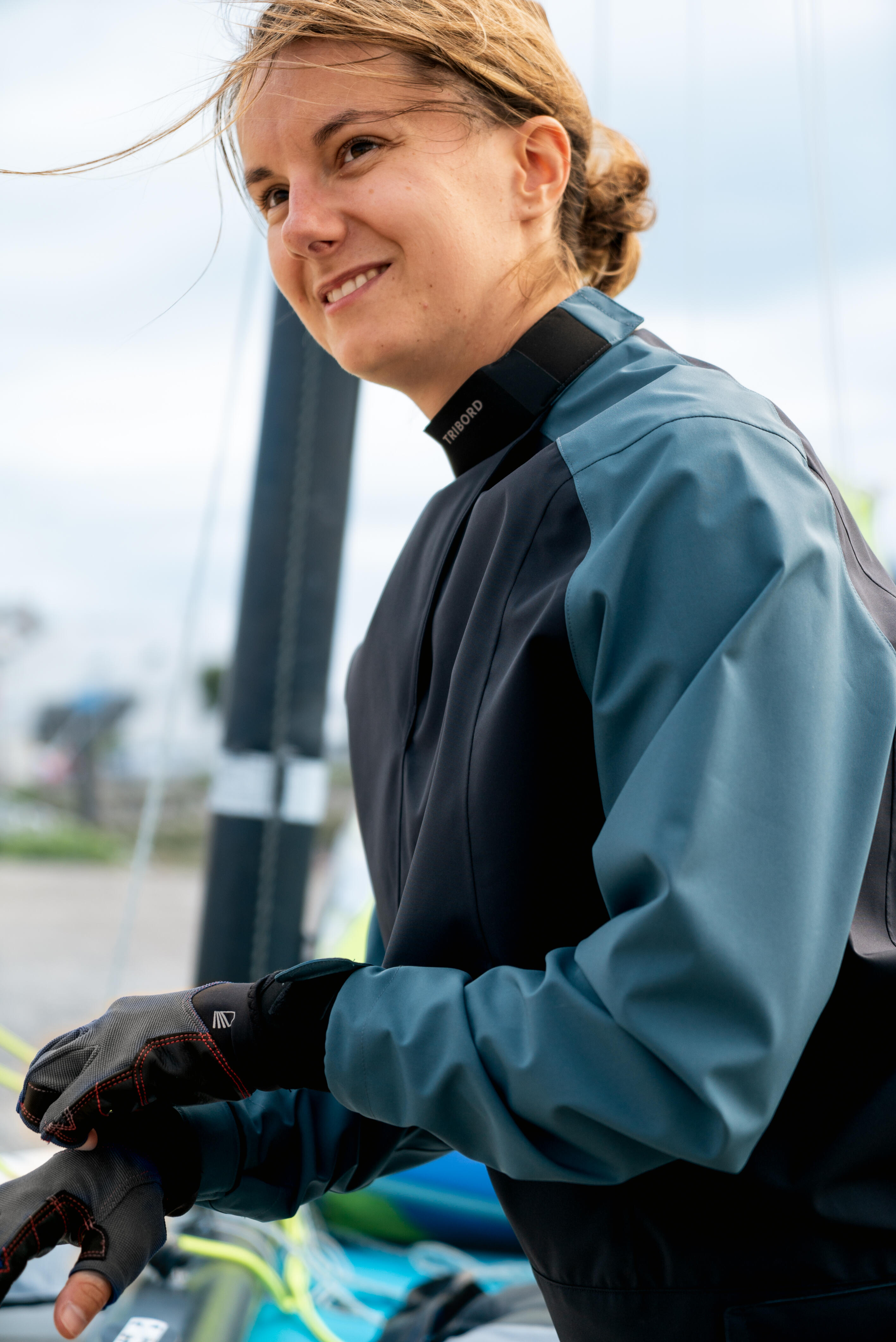 Chaqueta Vela/Kayak 500 Mujer Azul Cortavientos 23/23