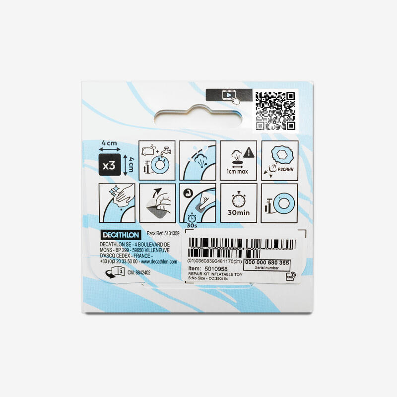 Set 3 plasturi autocolanți transparenți reparații colac goflabil, cutie, piscină