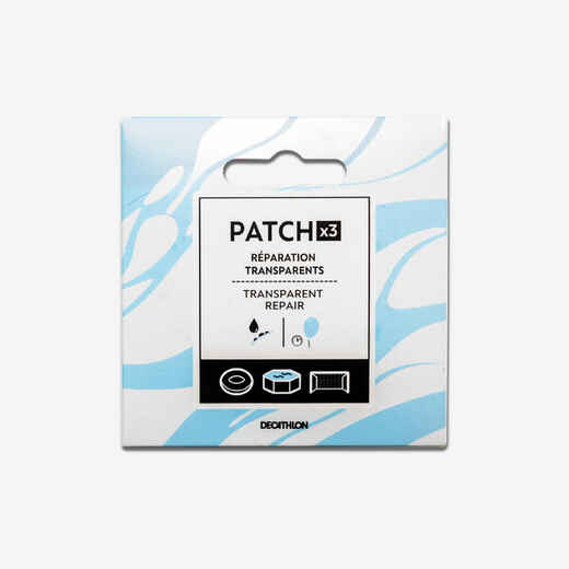
      KIT OF 3 CLEAR ADHESIVE PATCHES FOR REPAIRING INFLATABLE PRODUCTS
  