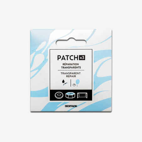 KIT OF 3 CLEAR ADHESIVE PATCHES FOR REPAIRING INFLATABLE PRODUCTS