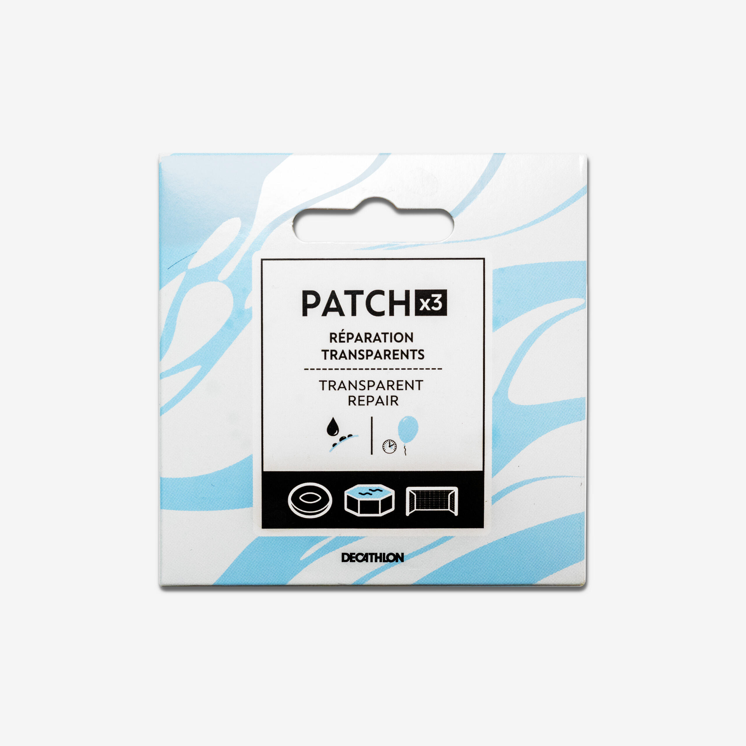 Kit 3 patchs autocollants transparents reparation bouee gonflable cage piscine WATKO Decathlon
