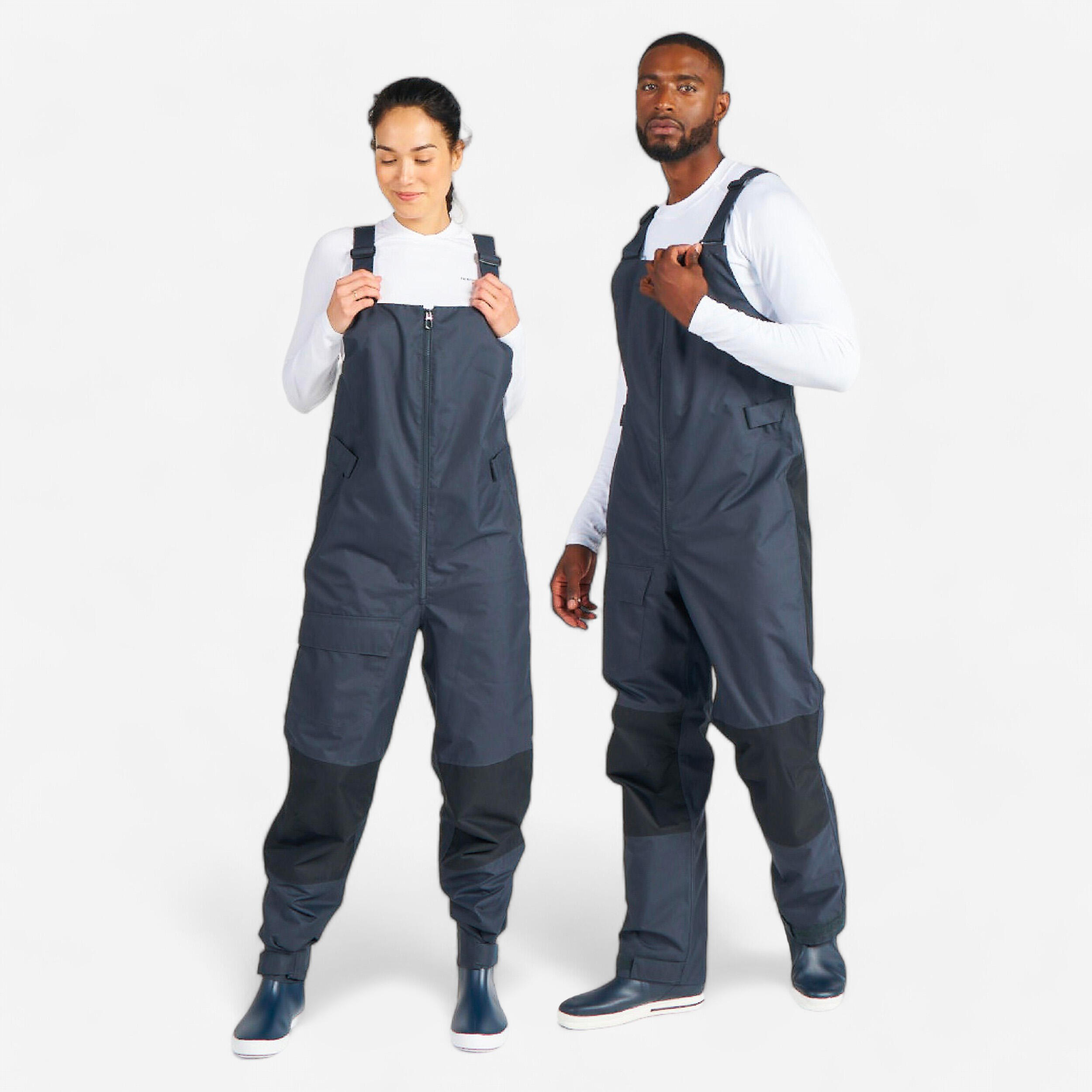 Adult Sailing Waterproof Dungarees 100 - Mixed Grey