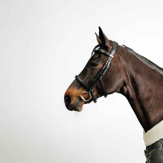 
      Oglavina s francuskim prekonosnim remenom za konje i ponije 900 od kože crna
  
