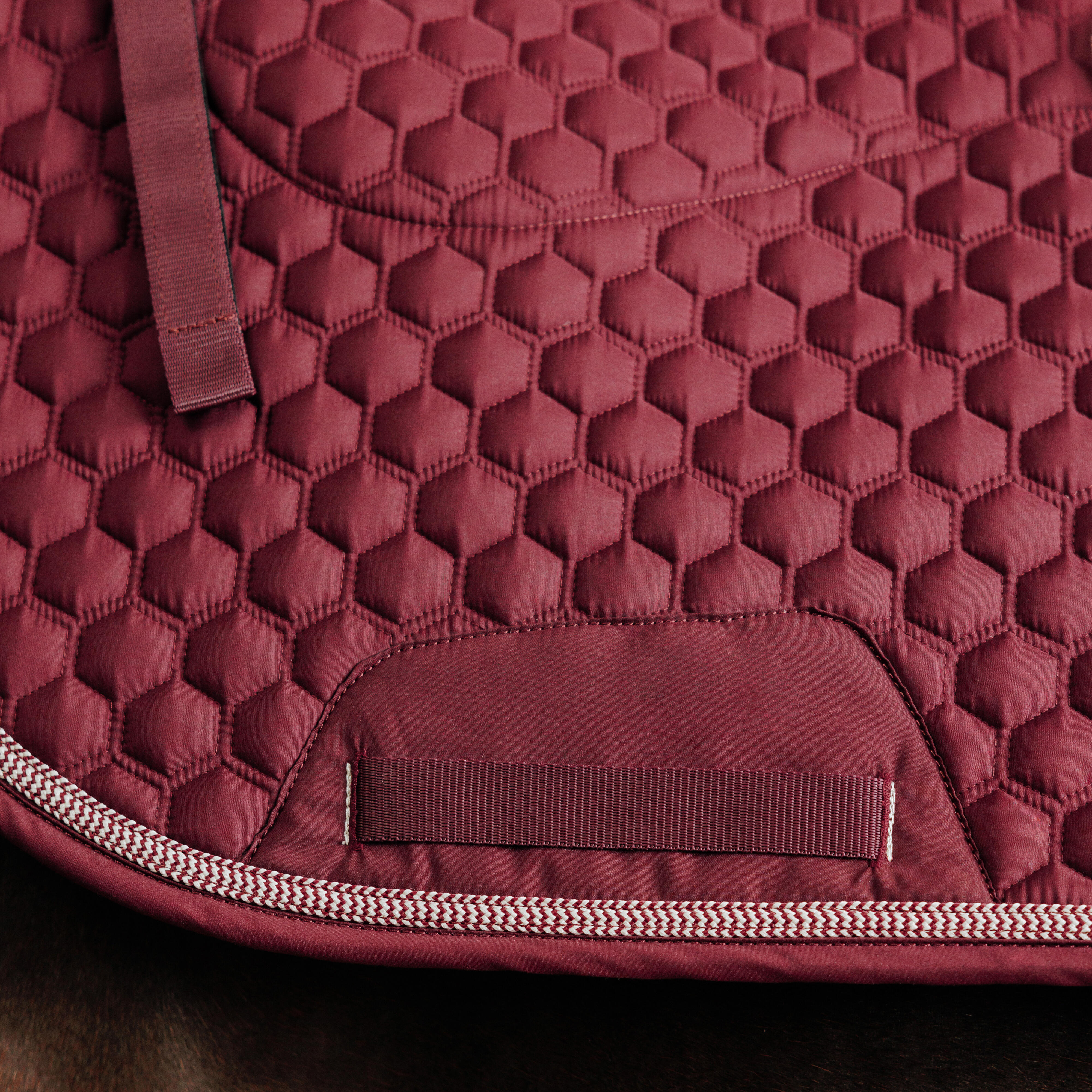 Sottosella In Velluto Jumping Bordeaux - Con Doppio Bordo Ritorto - Per Equitazione E Salto Ostacoli