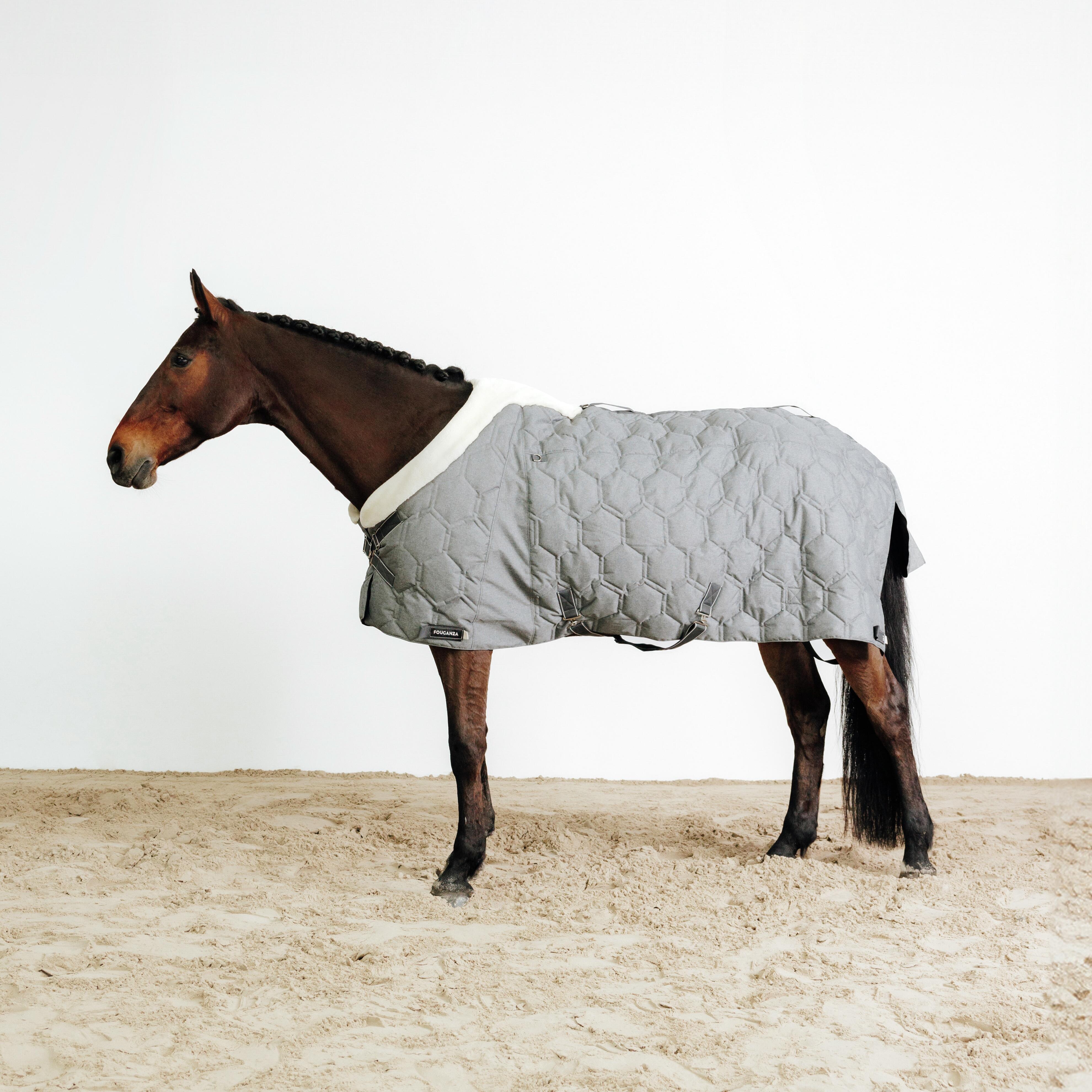 Decathlon | Coperta equitazione cavallo pony COMBO 300 scuderia grigia  |  Fouganza