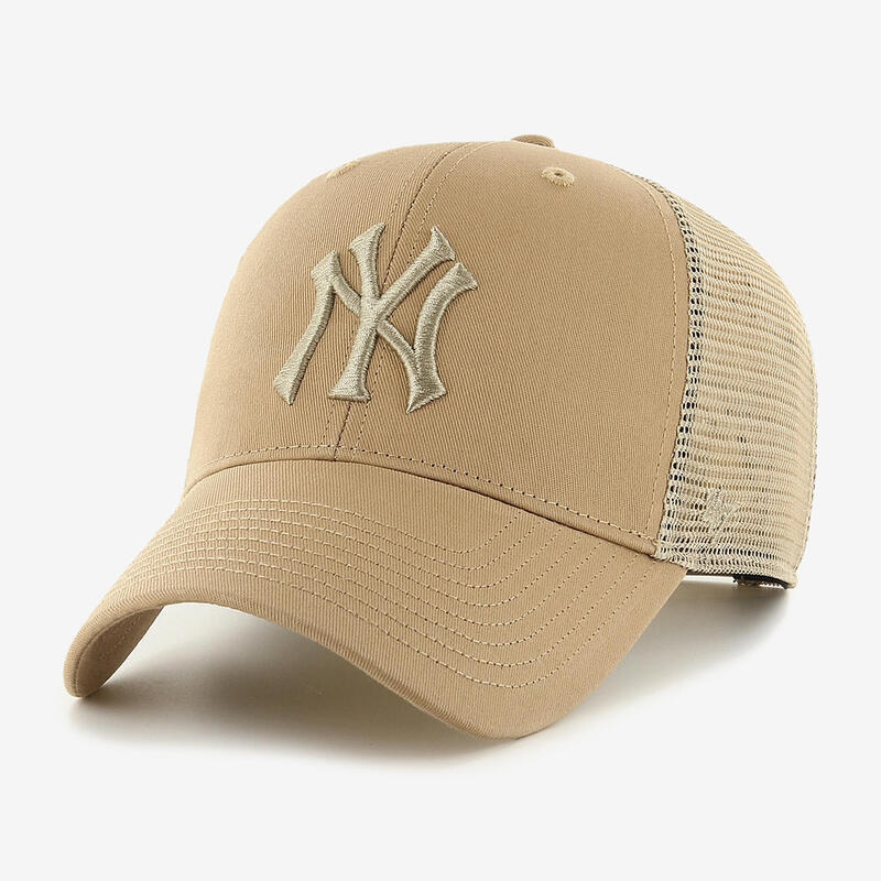 Honkbalpet voor volwassenen truckermodel NY beige